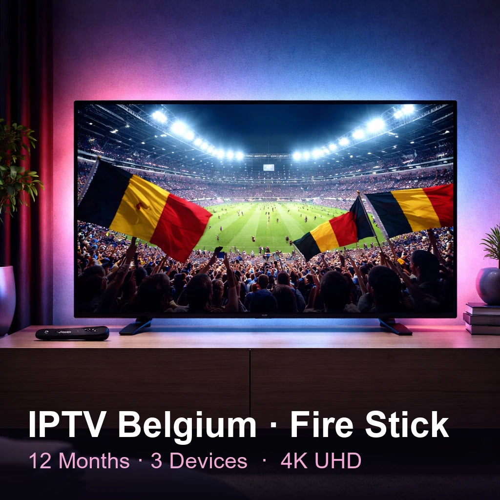 IPTV Belgium for Fire Stick — live TV, sports, movies & series in 4K UHD (12 Months · 3 Devices)