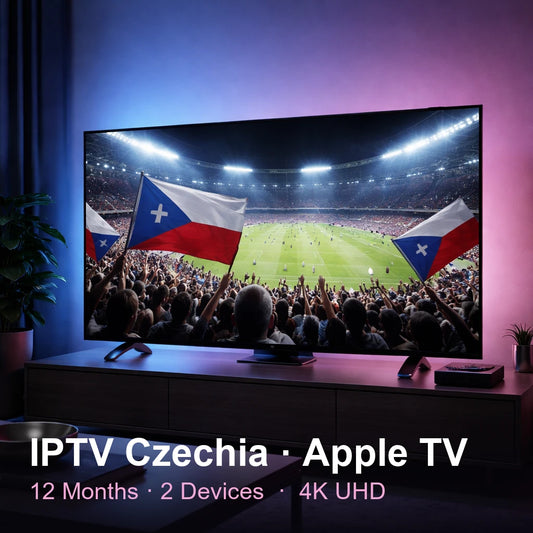 IPTV Czechia for Apple TV — live TV, sports, movies & series in 4K UHD (12 Months · 2 Devices)