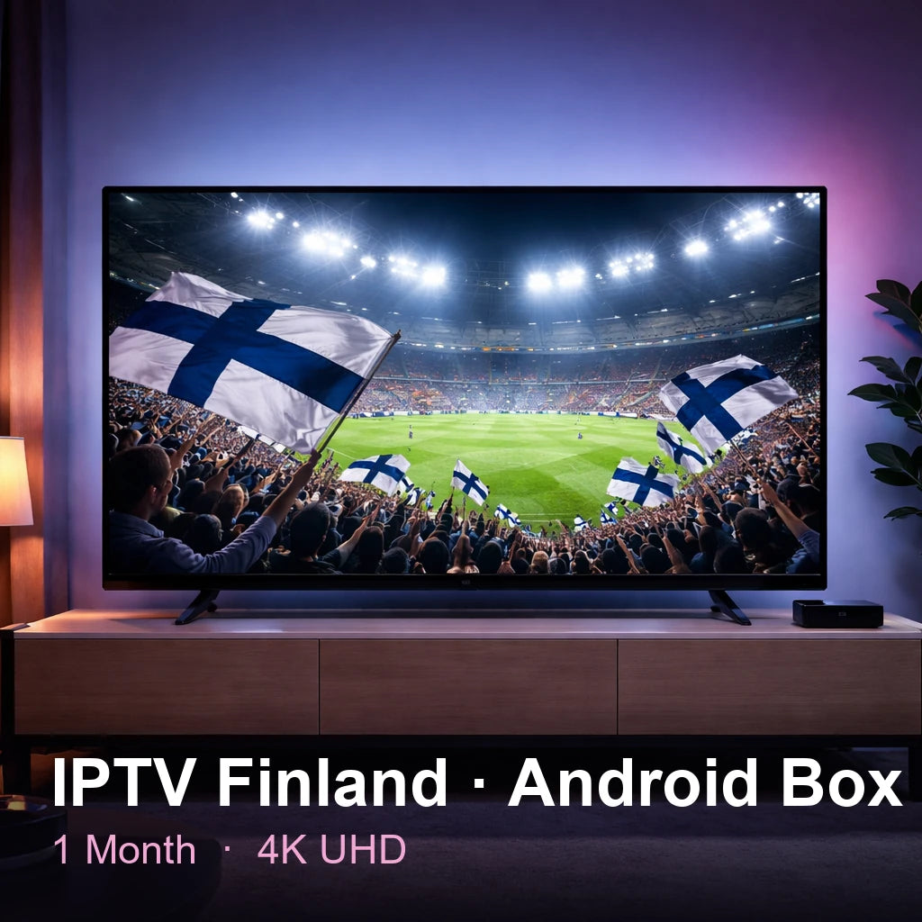 IPTV Finland for Android Box — live TV, sports, movies & series in 4K UHD (1 Month)
