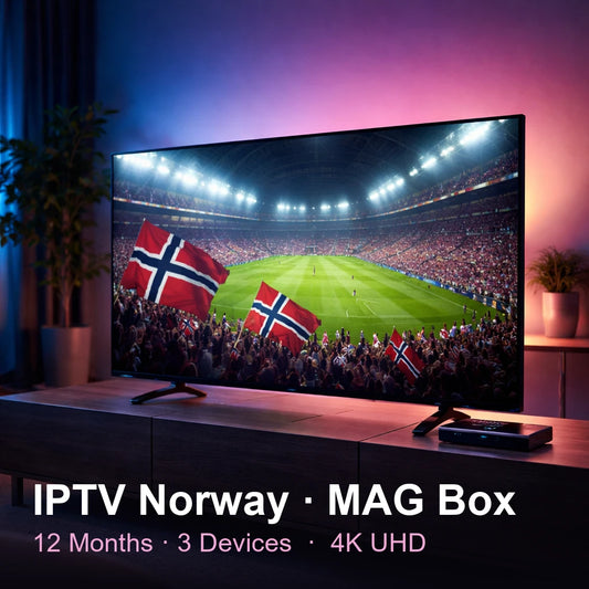 IPTV Norway for MAG Box — live TV, sports, movies & series in 4K UHD (12 Months · 3 Devices)