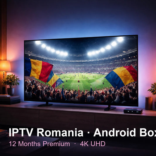 IPTV Romania for Android Box — live TV, sports, movies & series in 4K UHD (12 Months Premium)