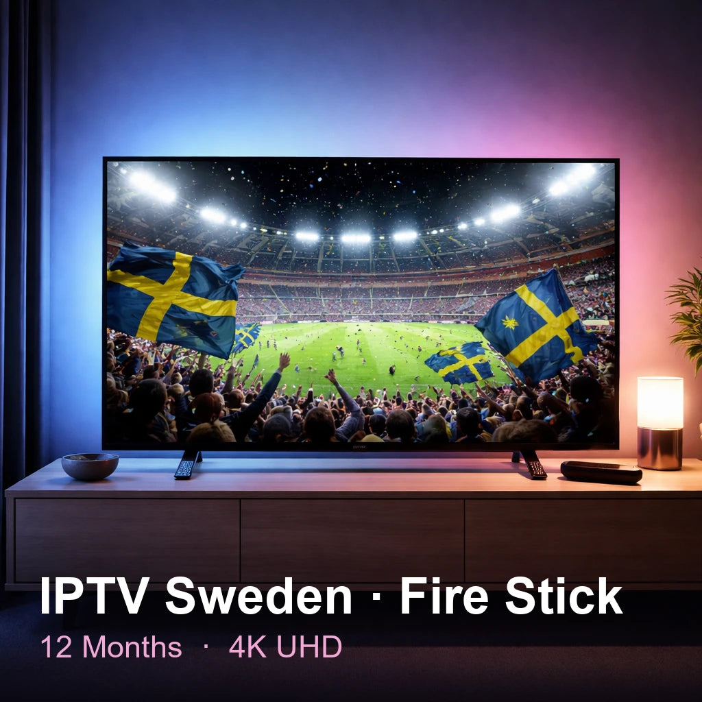 IPTV Sweden for Fire Stick — live TV, sports, movies & series in 4K UHD (12 Months)