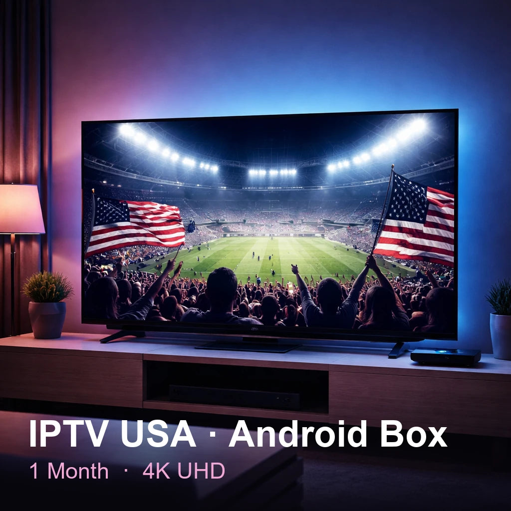 IPTV USA for Android Box — live TV, sports, movies & series in 4K UHD (1 Month)