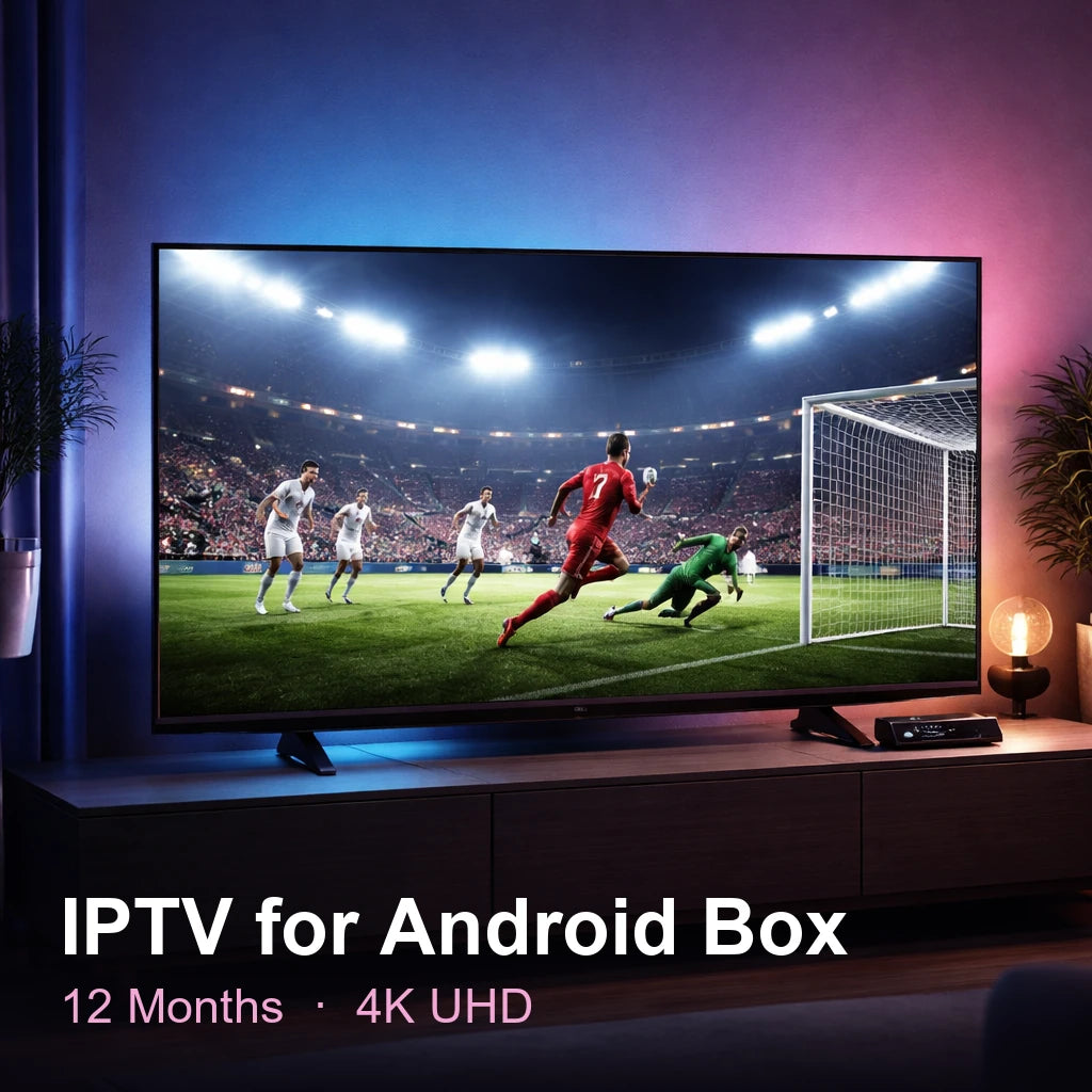 IPTV for Android Box — live TV, sports, movies & series in 4K UHD (12 Months)