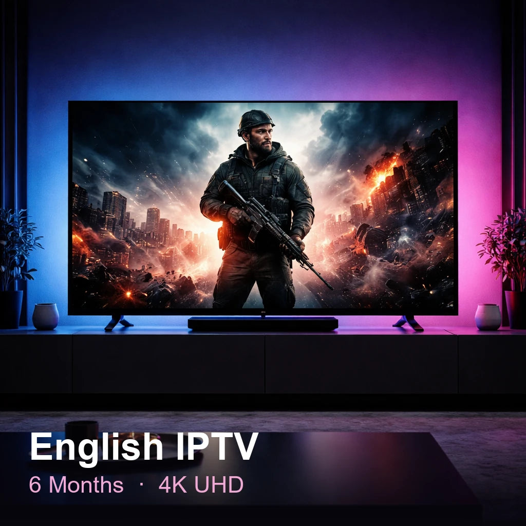 English IPTV — live TV, sports, movies & series in 4K UHD (6 Months)