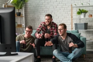 Friends watching IPTV sports